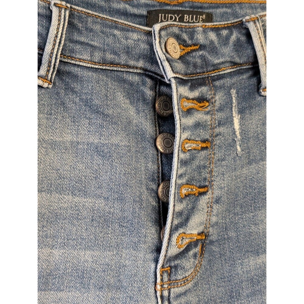 Judy Blue Jeans 14W On The Road High Rise Button Fly Boyfriend Distress Blue - Picture 3 of 15